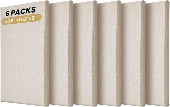 6 PCS Acoustic Panels, Large Soundproof Wall Panels, Professional Fiberglass Sound Absorbing Panels, 23.6x11.8 Inches Sound Proof Foam Panels for Walls, Studio Home Offices