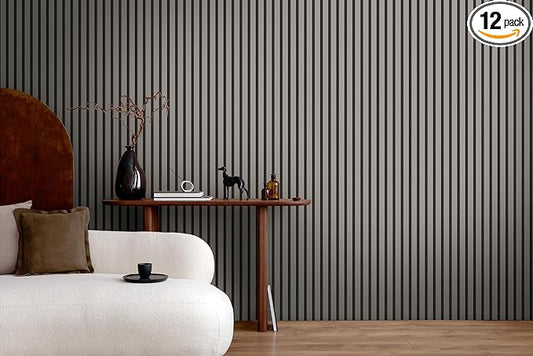 A.S. Création Non-Woven Wallpaper with Wall Panel Motif 0,53 x 10,05 m - Grey Anthracite Black - Wood Look Wallpaper Made in Germany - 786284