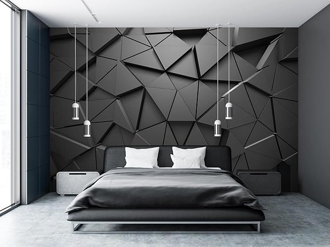 Cliouar-Black Geometric Figures 3D Wallpaper Mural 158" x 110"(Not Self-Adhesive)