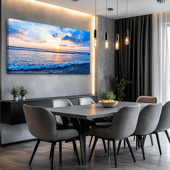 Canvas Wall Art for living room blue beach ocean sea waves landscape Wall Decor Ready to Hang Home Decorations bedroom kitchen bathroom inspirational Canvas prints posters painting wall mural Artwork