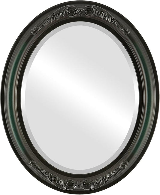 OVALCREST Oval Beveled Wall Mirror for Home Decor - Florence Style - Hunter Green - 20" x 16"