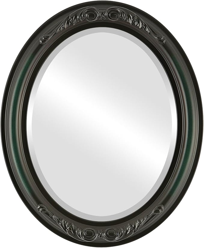 OVALCREST Oval Beveled Wall Mirror for Home Decor - Florence Style - Hunter Green - 34" x 28"