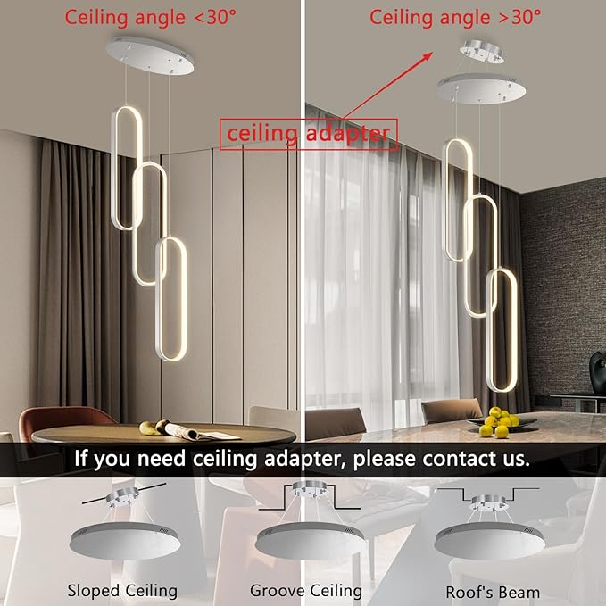 Modern Ring Chandelier LED Dimmable Flush Mount Ceiling Light for Dining Room Foyer Living Room Staircaes Silver