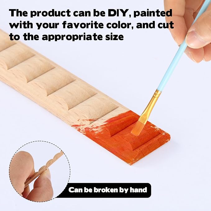 18 Pcs 3D Decorative Wood Trim Molding, 15.75inch Decorative Wood Molding Cute DIY Wall Molding Trim Unfinished Wave Wooden Line Trims Molding Decorative for Home Wall Cabinet Shelf Window Door