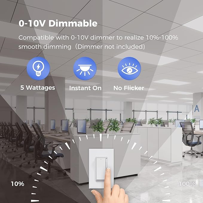 AIKVSXER 42 Pack 2x4 LED Flat Panel Light, Bright 9100LM Office Kitchen Flush Mount Ceiling Light Fixtures,Dimmable,Switchable 5CCT 3000K/4000K/5000K/5700K/6500K, 5 Wattages 30W/40W/50W/60W/70W