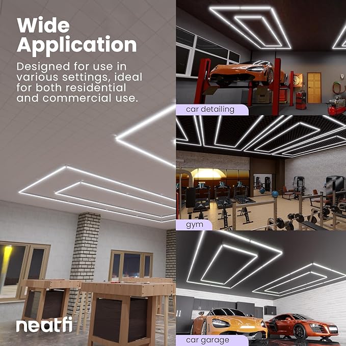 Neatfi LED Super Bright Garage Light, 35,200 Lumens, Ceiling Lighting for Auto Shops, Gym, Basement, Warehouse, Barber and Beauty Salons (2 Rectangles, Cool White)