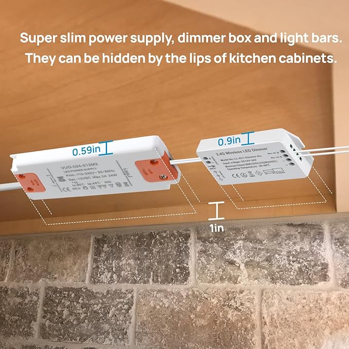 Litever Under Cabinet Lights Plug in. Slim. Super Bright. 21W. Dimmable. 1 Remote Controls Multiple Lighting Kits Synchronously. Perfect for Kitchen Under Cabinets, Over Counter Lights.Daylight 5000K.