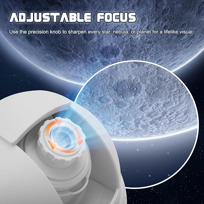 Observatory-Inspired Star Projector for Kids & Adults – HD Focus Adjustable Galaxy Lamp with 12 Discs, Voice Astronomy Education, Auto Shut-Off, White Noise, Rotating & Brightness Control