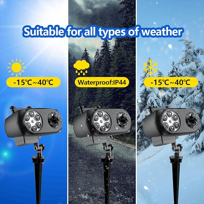 Christmas Light Projector Outdoor, RGBW Water Ripple with 10 Slides, 3D Moving Patterns, Remote Control Waterproof Christmas Projector Lights for Outdoor Yard House Garden Holiday Decorations