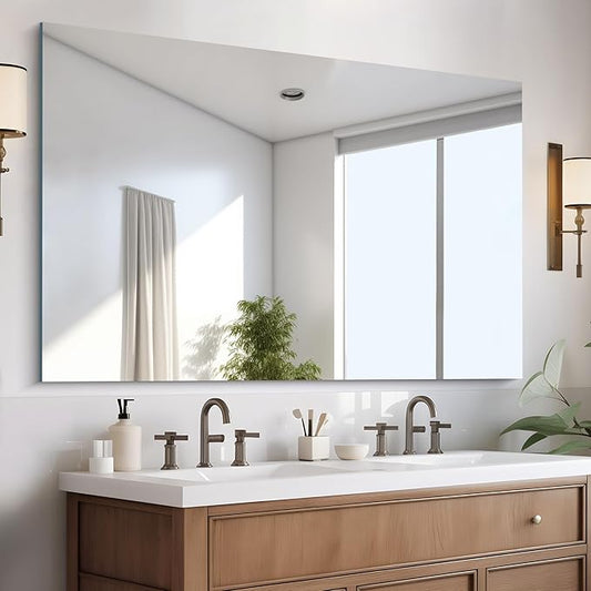Large Frameless Mirror, 55x36 Frameless Bathroom Mirrors for Over Sink, Upgraded Shatterproof Rectangular Wall Mirror for Bathroom,Bedroom,Living Room and Entryway