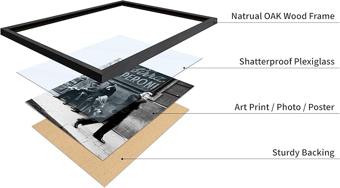 Poster Master Vintage Photograph Poster - Travel Print - Men in a Street of Napoli, Italy, Black & White, Minimalist - Gift for Artist, Friend - Wall Decor for Home, Office, 8x10 Black Framed