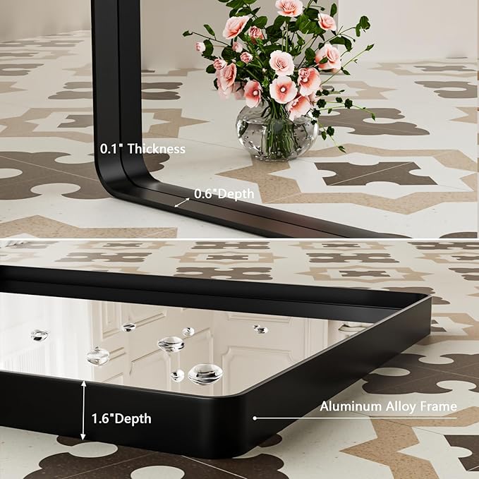 Bathroom Mirror Black,50x30 Inch Large Matte Black Bathroom Vanity Mirror,Rectangle Black Metal Framed Mirror for Wall,Anti-Rust,Shatter-Proof (Horizontal/Vertical)