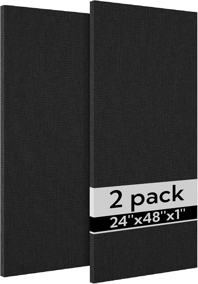 Olanglab Acoustic Panels 2 Pack, 48''x24'' Large Sound Panels, Fabric Wrapped Sound Proof Foam Panels for Walls, Sound Absorbing Panels for Recording Studio Acoustical Treatments (Black)