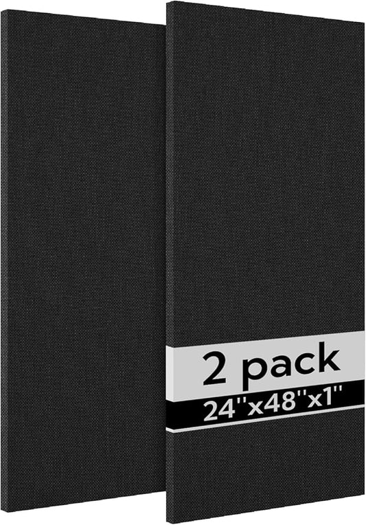 Olanglab Acoustic Panels 2 Pack, 48''x24'' Large Sound Panels, Fabric Wrapped Sound Proof Foam Panels for Walls, Sound Absorbing Panels for Recording Studio Acoustical Treatments (Black)