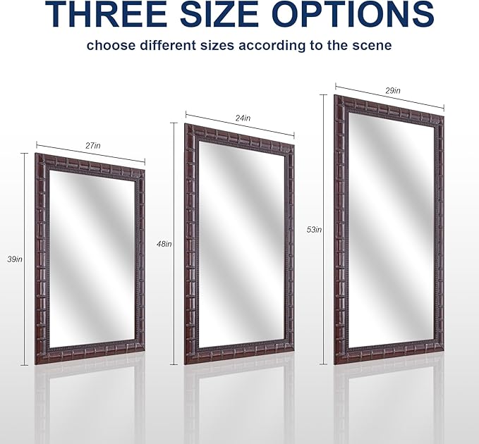 Large Mirrors for Wall Decor, 48'' x 24'' Antique Brozne Wall Mirror with Bamboo-Joint Design, Rectangular Decorative Mirrors for Bathroom, Entryway, Dining Room, Fireplace