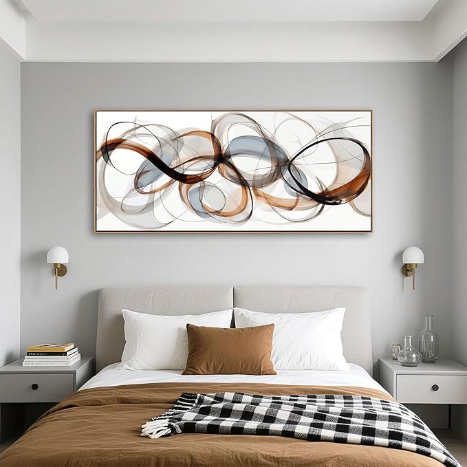 Large Abstract Framed Canvas Wall Art for Living Room, Bedroom, Office - Textured Brown Modern Artwork for Walls - Minimalist Home and dining room Decor Wood decorations