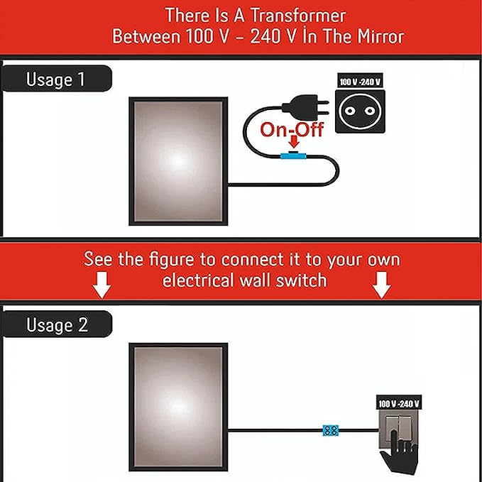 Asymmetrical Led Lighted Mirror for Bathroom, Irregular Vanity Mirror with Lights, Washbasin Backlit Led Illuminated Wall Mirror (Cool Light, 35"x60" inc | 89x152 cm)
