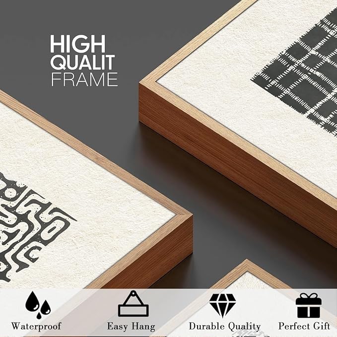 BINCUE Abstract Geometric Line Wall Art Minimalist Artwork Modern Neutral Wall Decor for Living Room Bedroom Office Bathroom 12" Lx16 W Set of 3