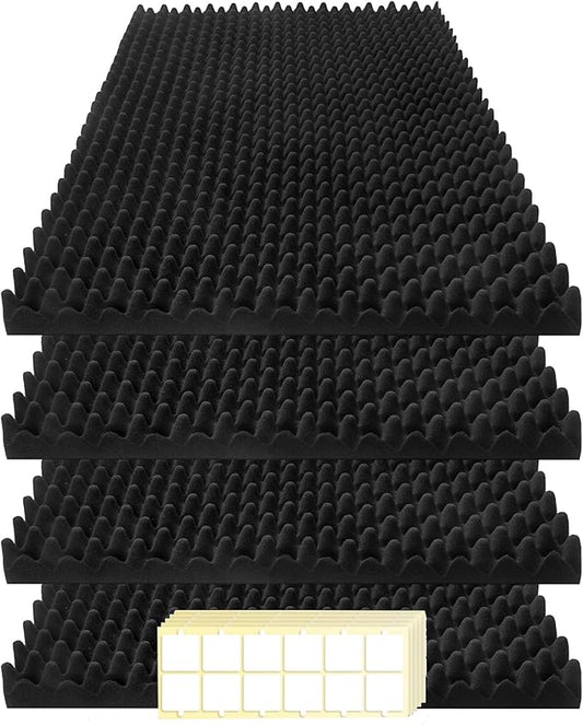 4 Pack Acoustic Panels, 48x24x2” Soundproof Foam Wall Panels High Density Noise Canceling Studio Foam Wall Panels for Home Office (Black)