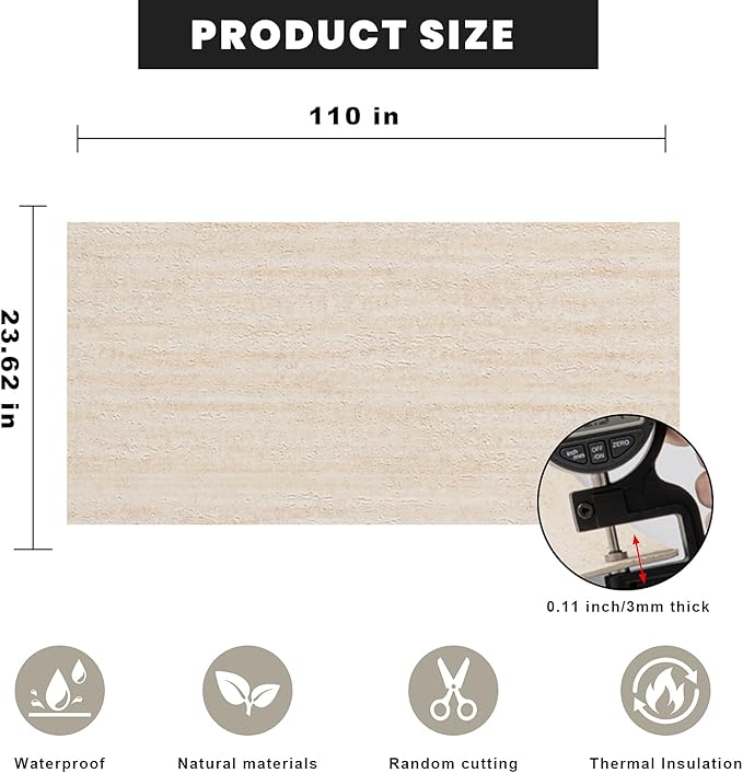3D Wall Panels Peel and Stick – 23.82"x110" PVC Faux Travertine Texture, Self Adhesive Waterproof Wall Covering, DIY Accent Wall, Sofa Background Backsplash & Modern Home Decor, Covers 18 sq.ft