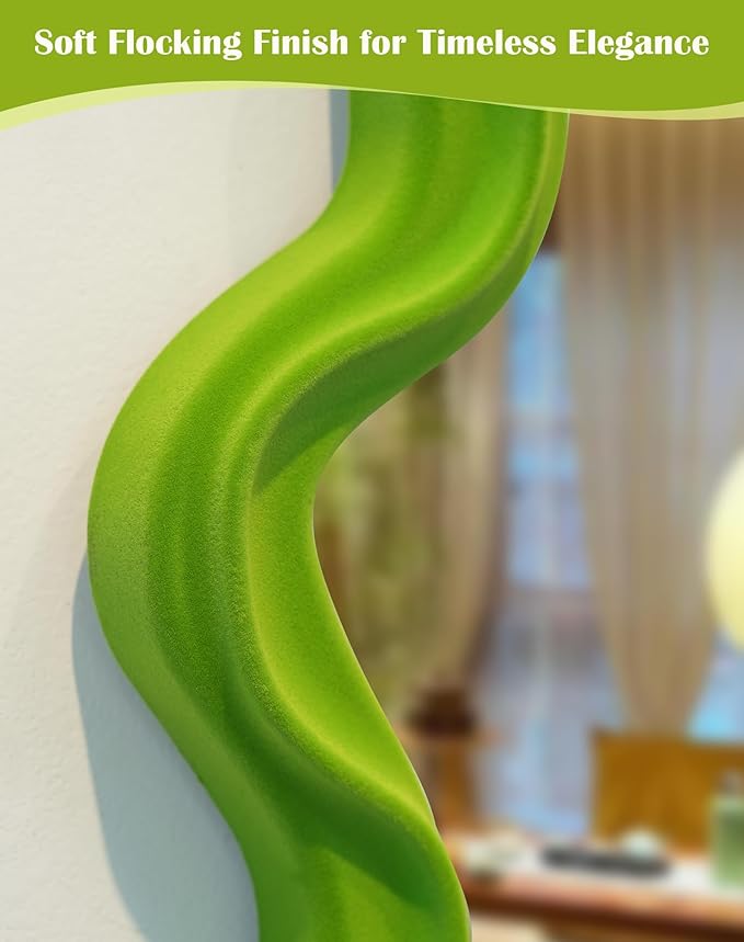 Living Room Mirrors for Wall Decor, Soft Velvet Wall Mounted Cloud Mirror for Girl Teen Women Bedroom Decoration, Cute Hanging Sculpture Home Accent for Dining Room Kitchen (Lawn Green)