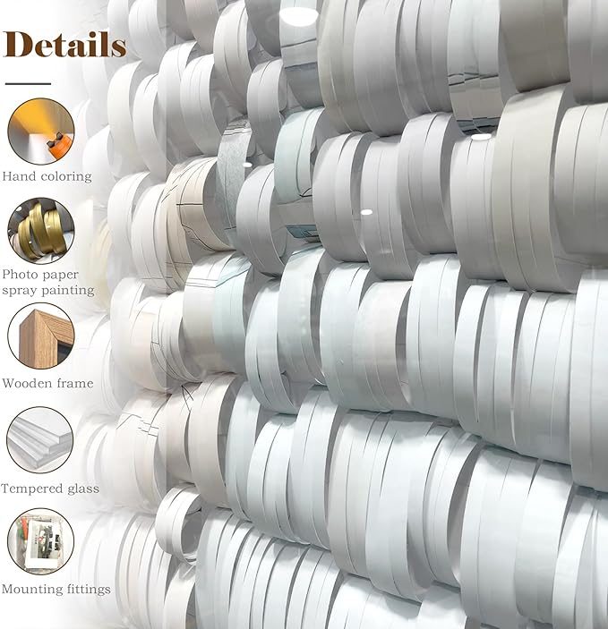 LIUZEYUE - Hand crafted Paper Artwork 3D Wall Art living room wall decor modern 31.5"x31.5"