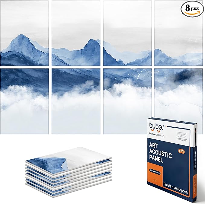 BUBOS 8 Pack Art Acoustic Panels Soundproof Wall Panel,47.2X31.4 Inches Sound Absorbing Panel,Self-adhesive Decorative Acoustical Wall Panels, Acoustic Treatment for Ceiling Home Office（Abstraction02）