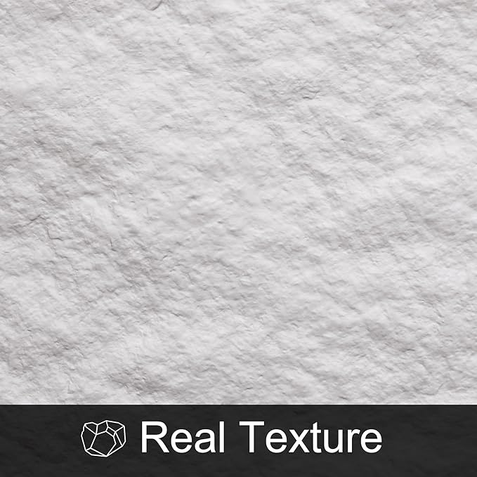 KASARO PU 3D Faux Stone Wall Panels, 4 PCS Wainscoting Panel for Interior Wall Decor, Cement Texture Accent for Home, Office, 47.2×23.6inch, Cement White