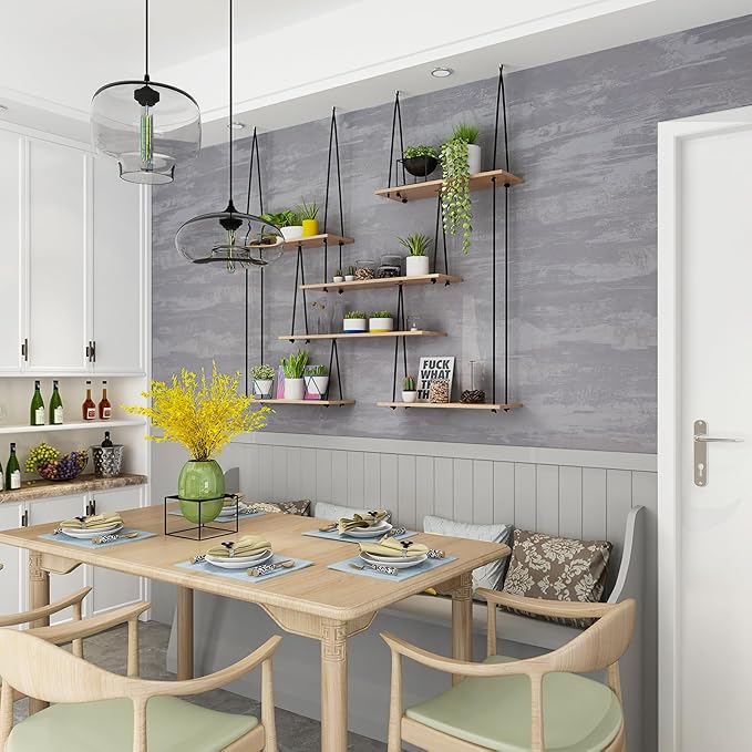 31.5x157inch Extra Wide Light Grey Concrete Wallpaper Peel and Stick Silver Grey Stained Contact Paper Matte Thick Self-adhesive Wall Paper Roll Waterproof Furniture Sticker Modern Industrial Style