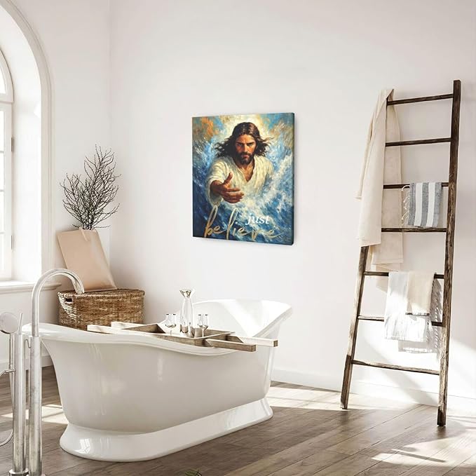 Christ Jesus Wall Art Christian Canvas Wall Decor Religious Bible Pictures Christ Paintings Prints Artwork Framed Divine Mercy Decorations For Church Prayer Room Bathroom Bedroom Living Room Gifts 20" x 24"