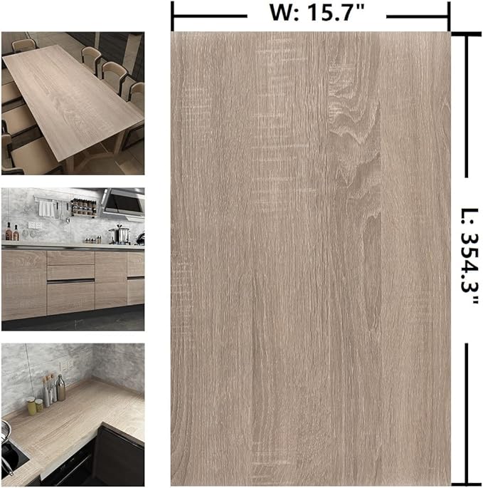 15.7"x 354" Gray Wood Wallpaper Textured Peel and Stick Wallpaper Wood Grain Contact Paper Waterproof Removable Faux Wood Wall Paper Decor for Furniture Cabinets Crafts Bedroom Living Room
