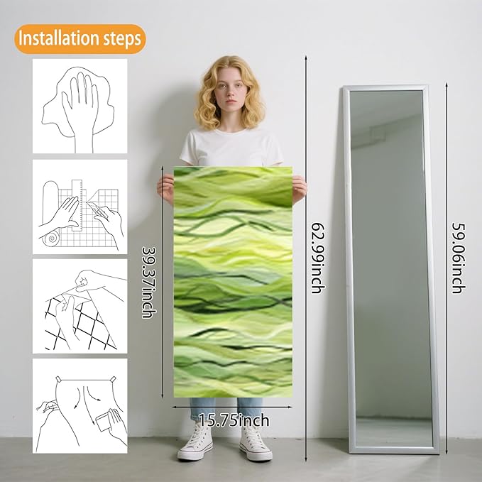 Nuxovilar Green Leaf Botanical Textured Peel and Stick Wallpaper, 15.75"x39.37", Self-Adhesive Contact Paper, Nature-Inspired Pattern for Bedroom, Living Room and Table Decor