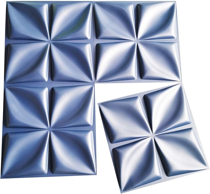 Art3d Navy Blue 3D Wall Panel PVC Flower Design Cover 3 Sq Meter, for Interior Wall Decor in Living Room, Bedroom, Lobby, Office, Shopping Mall