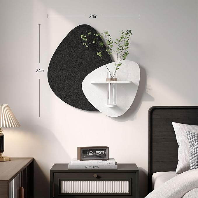 3D Textured Black and White Abstract Wall Art Decor with Vase, Modern Paintings Artwork for Walls-Minimalist Wall Decor for Living Room Hallway Dining Room Bedroom Office Decoration Aesthetic 24x24 In