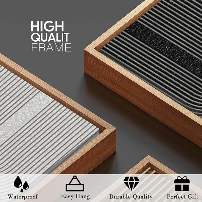 BINCUE Abstract Neutral Canvas Paintings Modern Artwork for Walls Framed for Bedroom Living Room Hallway 16x24 Inch Set of 3