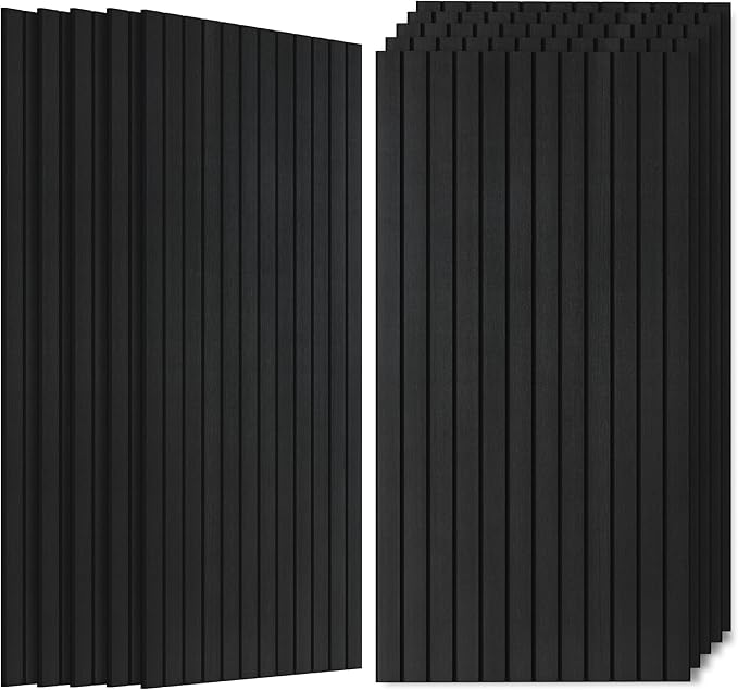 10 Pack Acoustic Panels, 47.2”x23.6” Decorative Large Acoustic Wall Panels, Sound Proof Panel with Simulated Wood Grain Finish,for Office,Home Theater,Studio,Living Room, Smoky