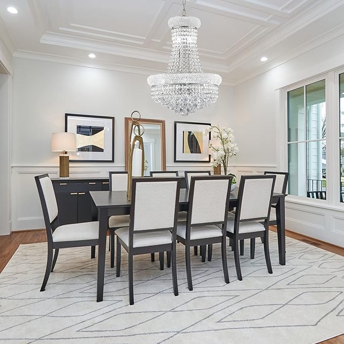 10 Lights Chrome Finish Empire Crystal Chandelier Lighting for Dining Room Living Room Foyer Hallway Bedroom Entryway (Dia 18'')