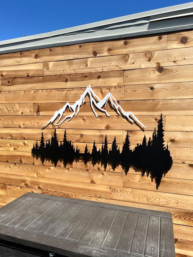 Metal Wall Art | Mountain & Forest Wall Sculptures | Rustic & Modern Wall Decor for Living Room, Home, Bedroom, Office, Kitchen & Outdoor (White, 59'' x 39'' IN)