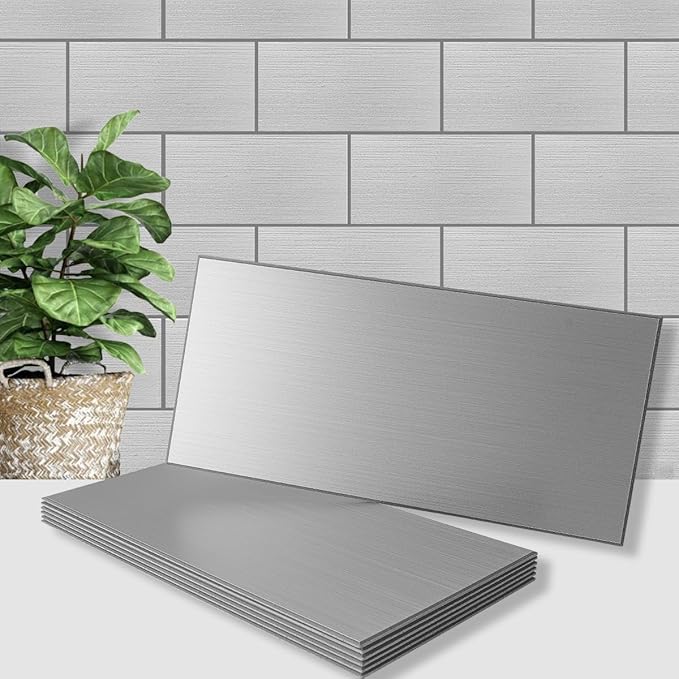 AULIGET 20-Piece Peel and Stick Backsplash Metal Tile, 6" x 12" Stick on Tiles for Backsplash Kitchen, Bathroom, Laundry Room, Camper, Fireplace