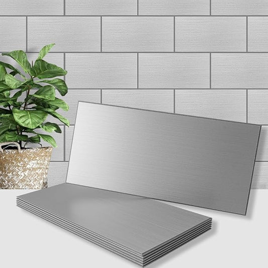 AULIGET 20-Piece Peel and Stick Backsplash Metal Tile, 6" x 12" Stick on Tiles for Backsplash Kitchen, Bathroom, Laundry Room, Camper, Fireplace