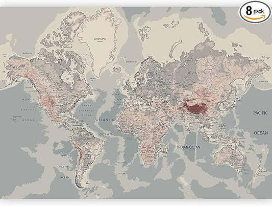 artgeist Premium Wall Mural World Map 157x110 in - XXL Non-Woven Wallpaper Fleece Wall Decor Photo Print Picture Image Design Home Map of The World k-A-0061-a-c