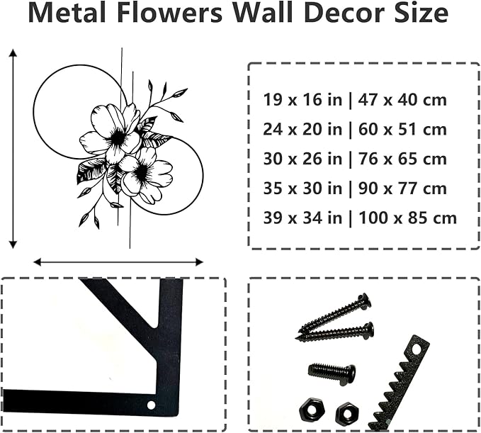 Metal Flowers Wall Decor, Metal Flower Wall Art, Metal Floral Wall Decor, Flower Art Wall Decor, Wall Flowers Wall Decor, Metal Flowers, Wall Hangings for Living Room, Bedroom (Gold, 39x34in|100x85cm)