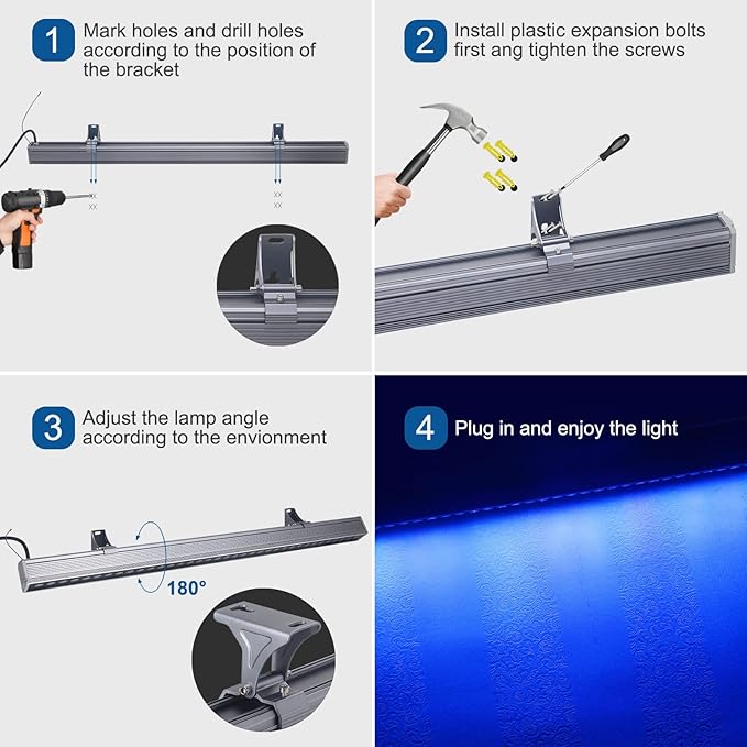 LED Wall Washer Light with RF Remote, 144W RGBW+5000K Landscape Linear Wall Wash Light Bar, 40'' Color Changing Spot Light for Indoor Outdoor Building, Weddings, Commercial Lighting