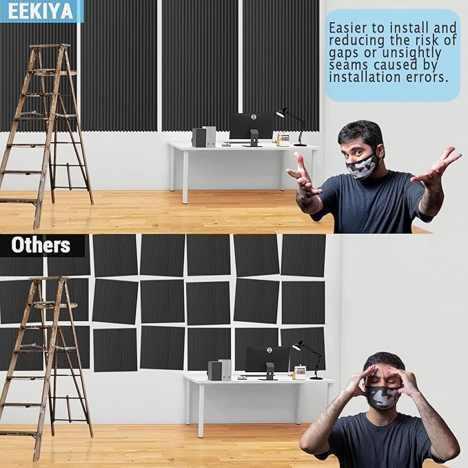 Acoustic Foam Panels, 4 Pack 48x24x 1 Inch Sound Absorbing Panel Upgraded Self-Adhesive Soundproof Wall Panels Treatment for Home Office Studio (4pc)