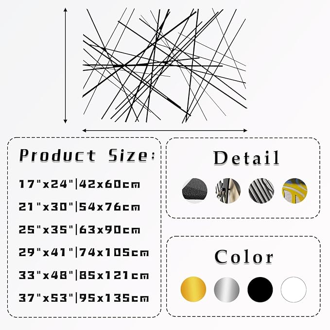 Abstract Metal Wall Art, Modern Wall Decor, Large Wall Sculpture, Abstract Line Wall Art, Modern Luxury Wall Decor, Large Contemporary Metal Sculpture, Office Home Decor, Housewarming Gift (35"x54"|90x135cm, Black)