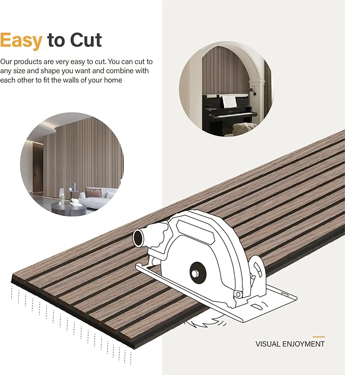 Olanglab Wood Slat Wall Panels, Wooden Acoustic Wall Panels, 94.5"x12.6" Each 3D Wall Panels for Interior Wall Decor, 4 Pack in Total 94.5"x50.4" (Dark Walnut)