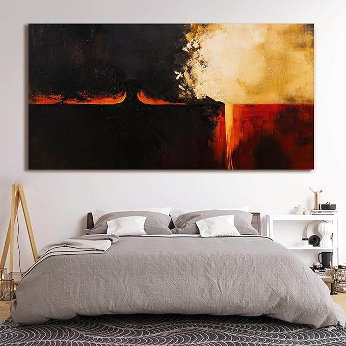 Canvas Wall Art Decor Large Wall Art Pictures For Living Room Black Red Vintage Wall Art Decor Abstract Art Work Decoration Modern Abstract Wall Art Prints For Bedroom Office Home Wall Decor 29" x 58"