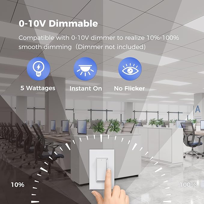 AIKVSXER 30 Pack 2x4 LED Flat Panel Light - Selectable 5 CCT 3000K-6500K & 5 Wattage 30-70W 7700Lm 0-10V Dimmable 2x4 led Drop Ceiling Lights 120-277V for Commercial and Home