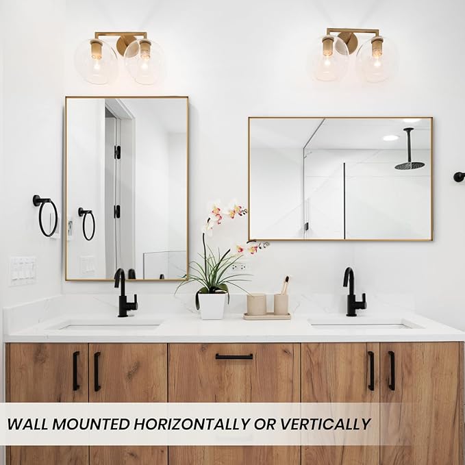 2-Pack Gold Bathroom Mirrors Over Sink30 x 40 Inch Wall Mounted Aluminum Frame Rectangle Mirror Modern Farmhouse Vanity Mirror