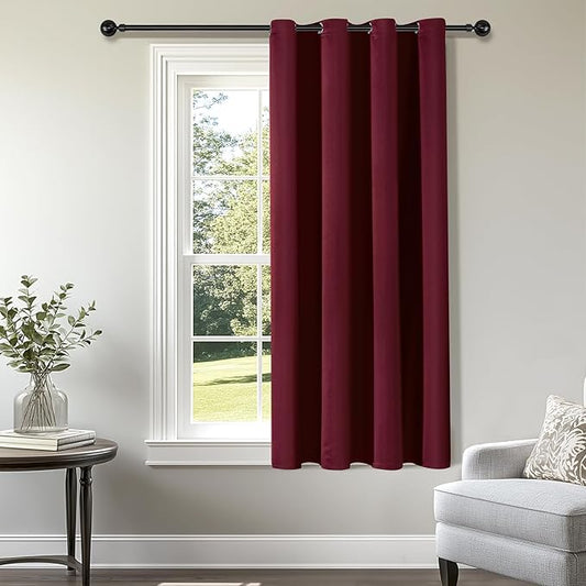 ChrisDowa Grommet Blackout Curtains for Bedroom - Thermal Insulated Room Darkening Curtains for Living Room (1 Panel Set, Burgundy Red,52W x 63L)